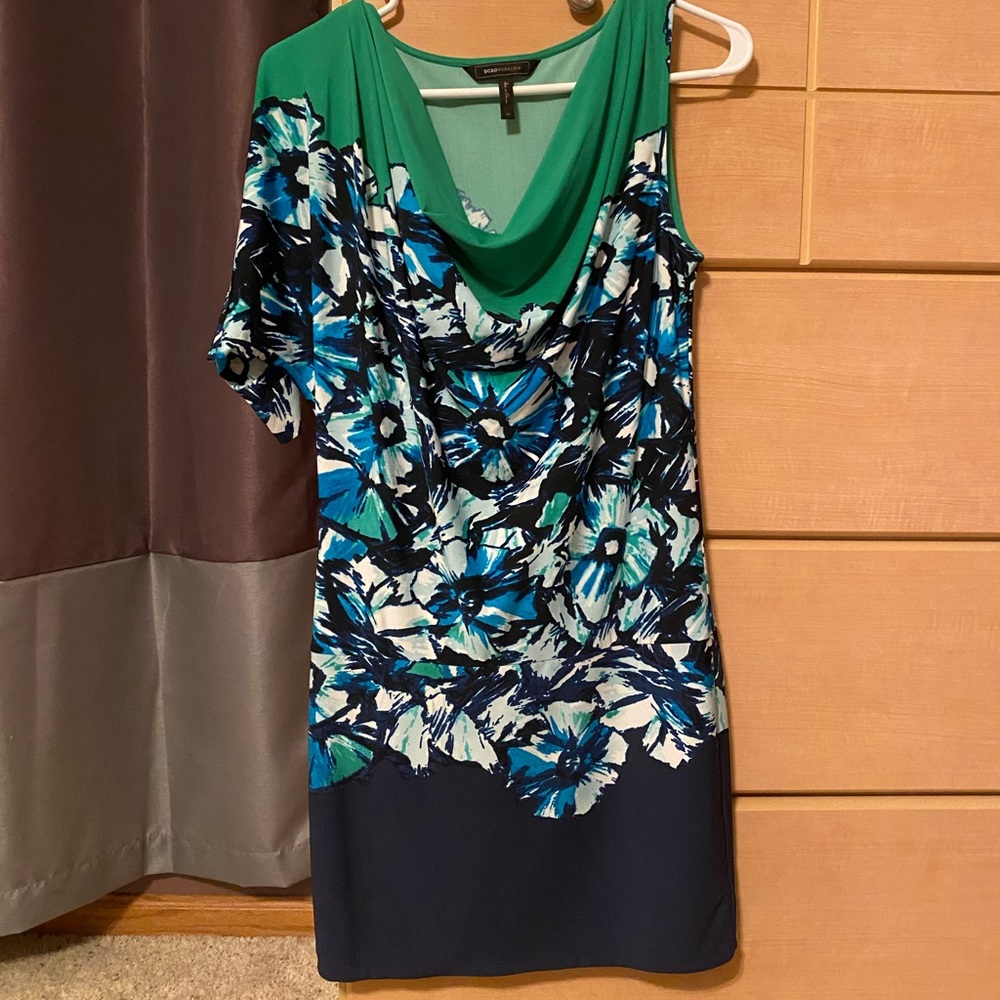 BCBG cowl-neck asymmetrical dress